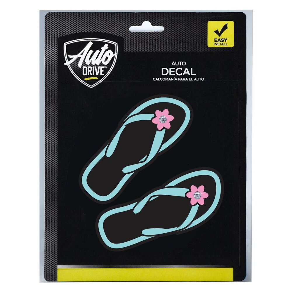 Auto Drive Rhinestone Flip Flops Vinyl Car Sticker Decal, Blue, Pink, 2 …